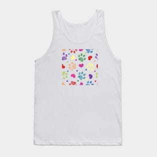 Colorful paw prints with hearts Tank Top